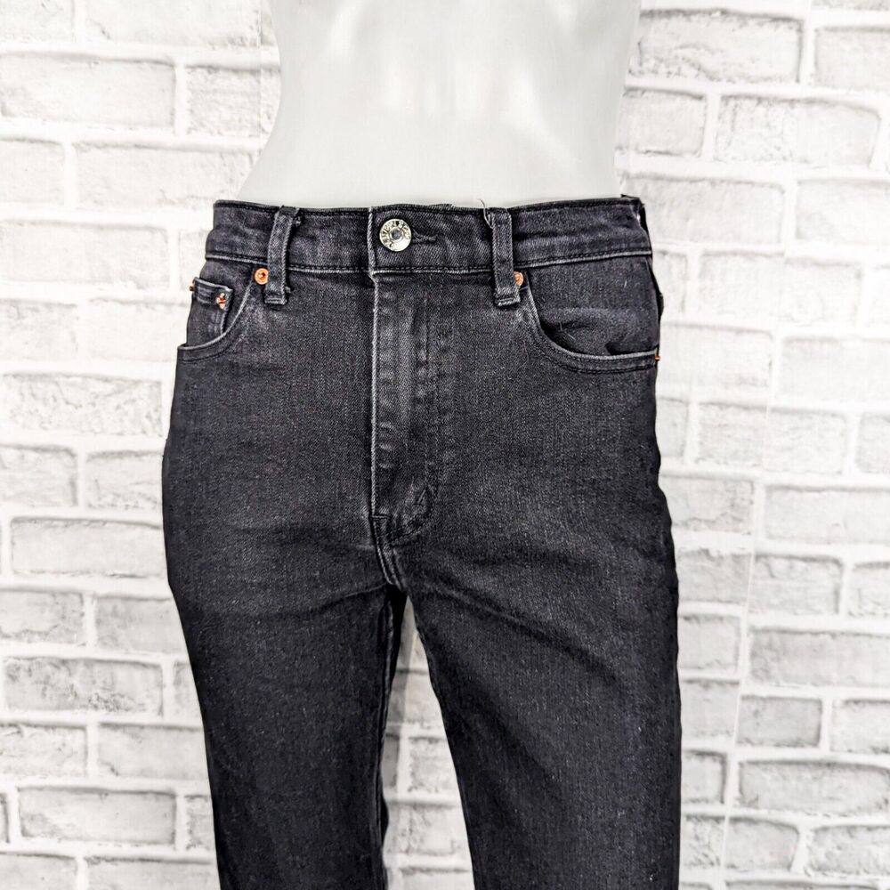 RE/DONE Women's High Waist Stretch Crop Denim Jeans in Black Med Vain sz 29 - Picture 8 of 11
